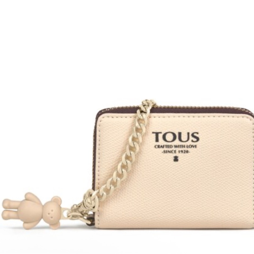 77# Tous Beige Crossbody Wallet with Gold Chain